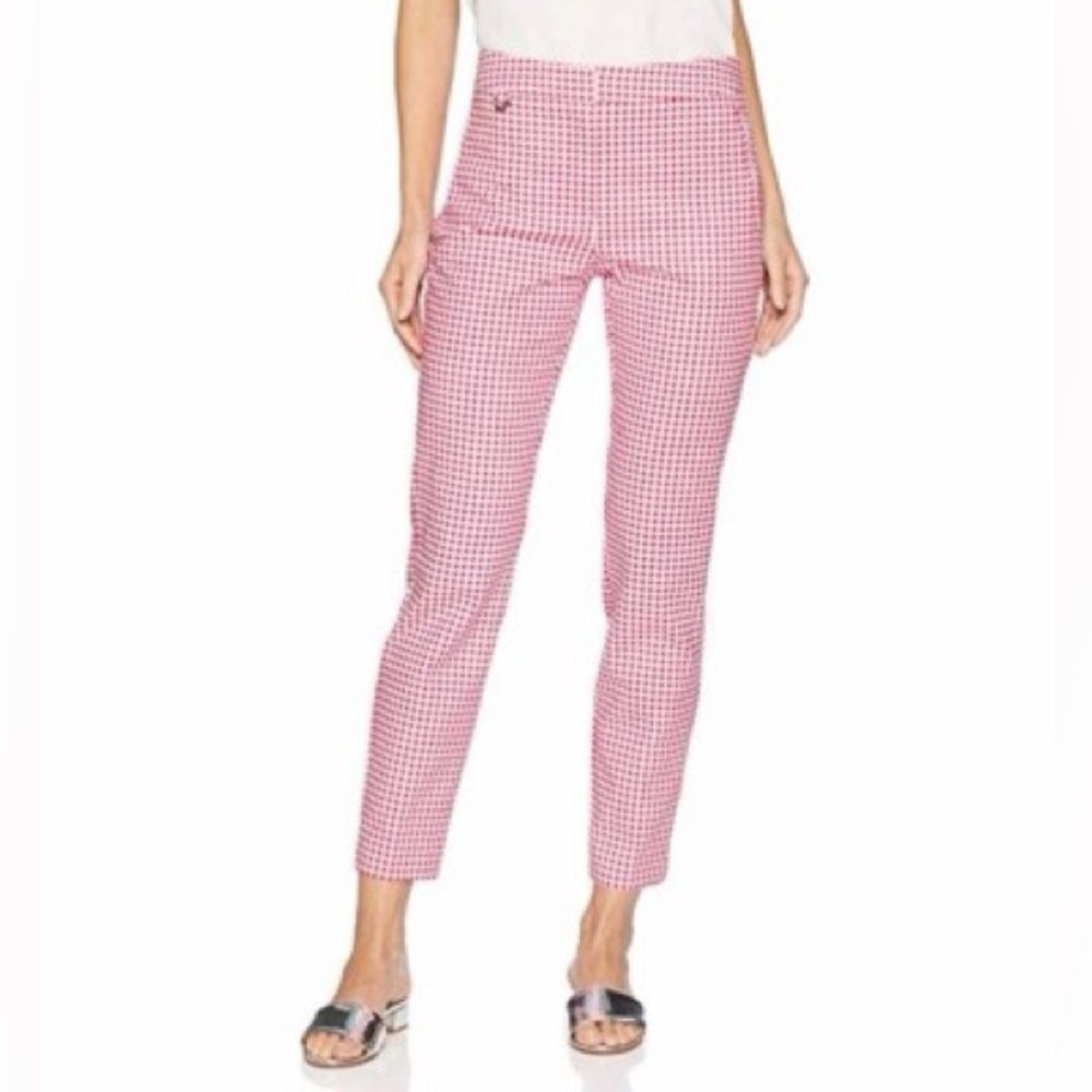 Adrianna Papell Plaid Cotton Trousers Women’s Pants Checkered Pattern